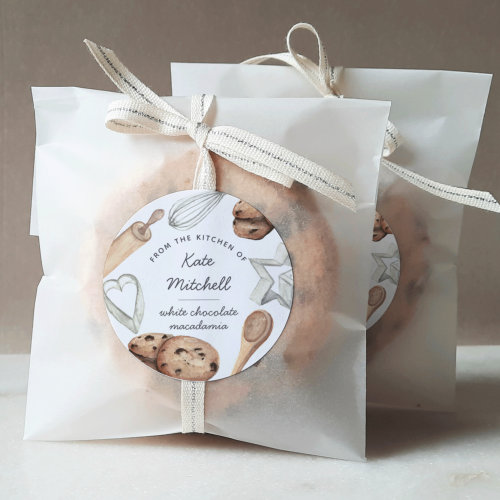 Personalized Watercolor Cookie Baking Classic Round Sticker