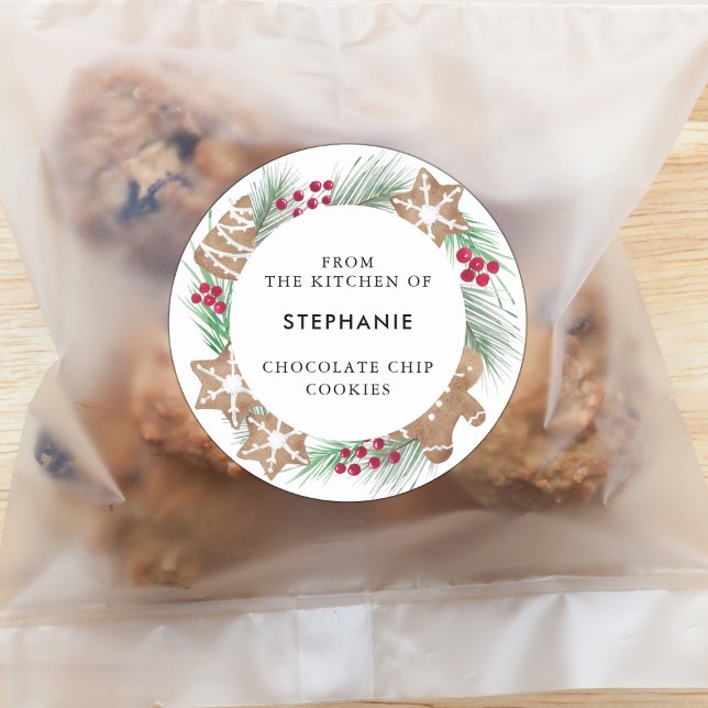 Personalized Watercolor Cookie Baking Classic Round Sticker (Creator Uploaded)