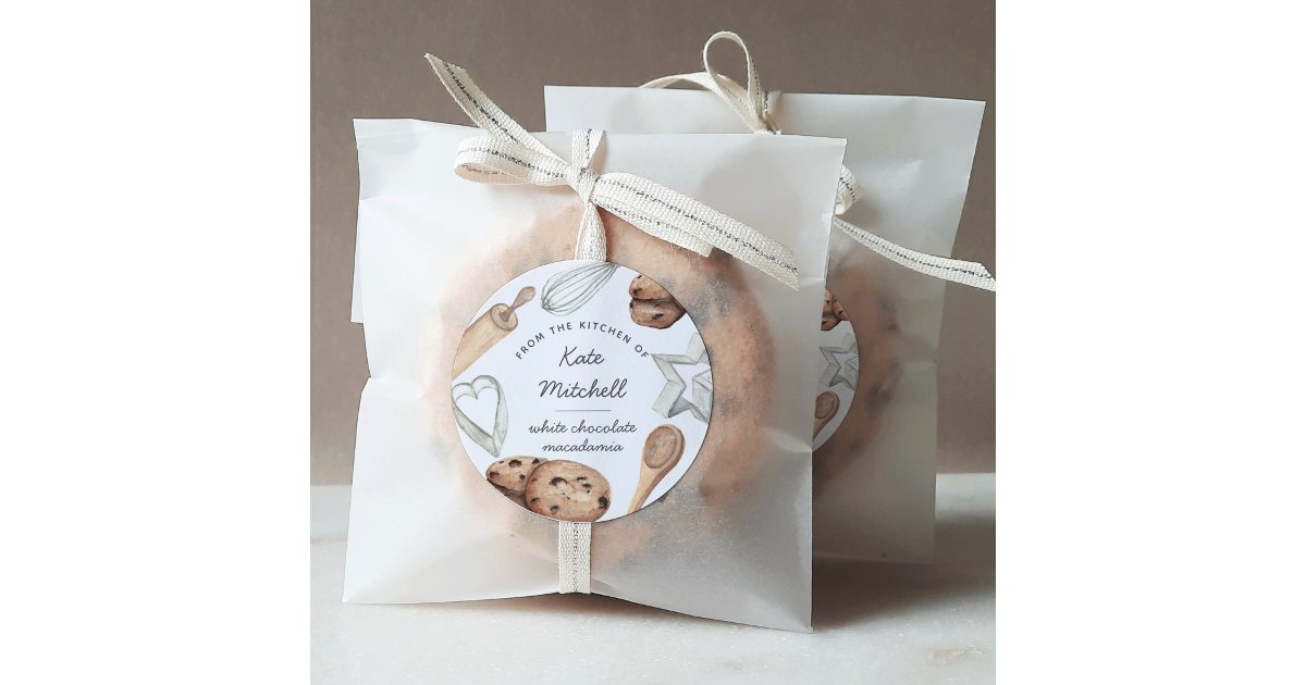 Personalized Watercolor Cookie Baking Classic Round Sticker