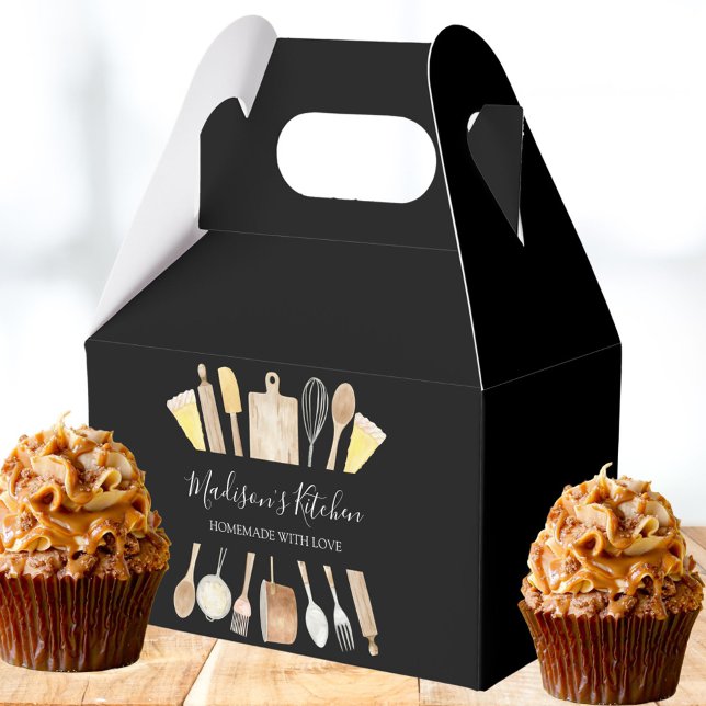 Personalized Watercolor Cooking Baking Tools Favor Boxes (In situ)