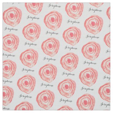 Personalized Watercolor Coral Pink Flower Fabric