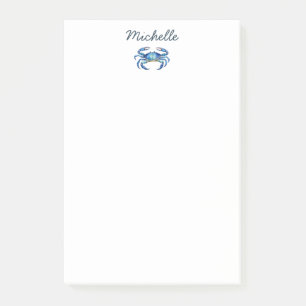 Personalized Watercolor Crab Summer Beach Post-it Notes