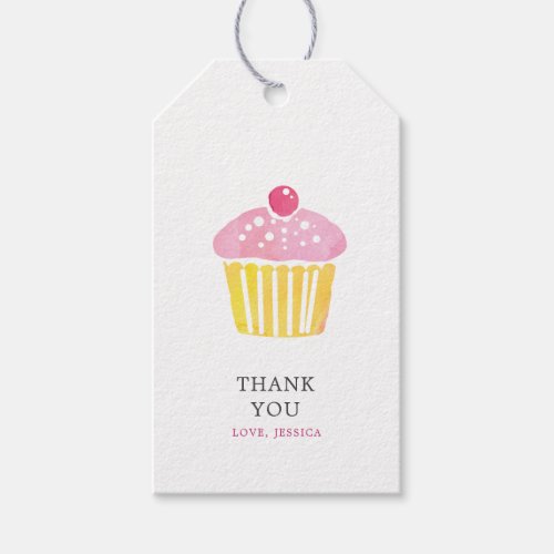 Personalized Watercolor Cupcake Thank You Gift Tag