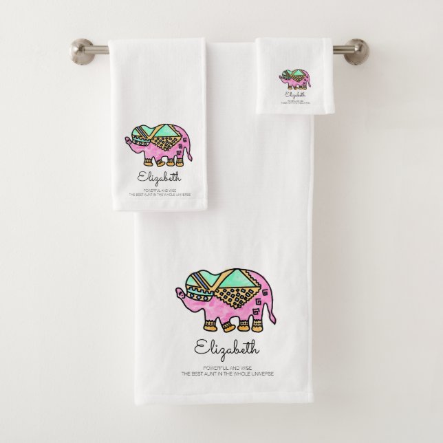 Personalized Watercolor Cute Animal Bath Towel Set (Insitu)