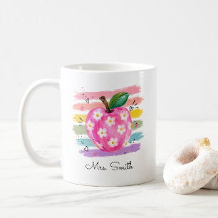 Personalized Watercolor Daisy Apple Coffee Mug