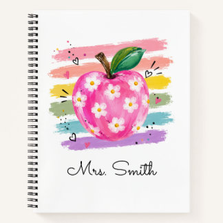 Personalized Watercolor Daisy Apple Notebook