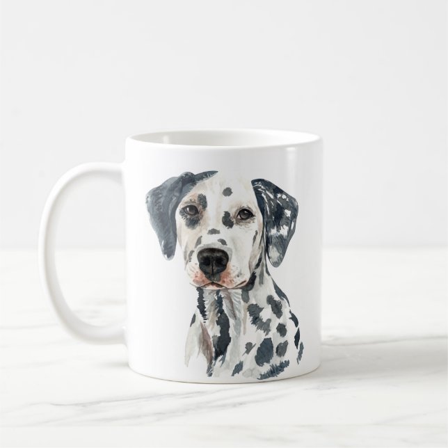 Personalized Watercolor Dalmatian Coffee Mug (Left)
