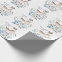 Personalized Watercolor Deer and Flowers Winter