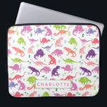 Personalized Watercolor Dinosaur Pattern Pink Kids Laptop Sleeve<br><div class="desc">Personalized Watercolor Dinosaur Pattern Pink Purple Girls Kids Laptop Case. Watercolor dinosaurs in green,  pink and purple on a white background. Personalize with name. www.SamAnnDesigns.com</div>