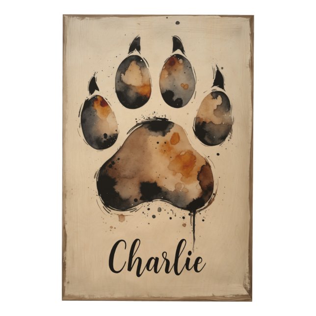 Personalized Watercolor Dog Paw Print Custom Name (Front)