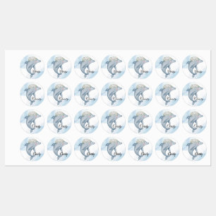 Personalized Watercolor Dolphins Labels
