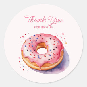 Personalized Watercolor Donut Classic Round Sticker