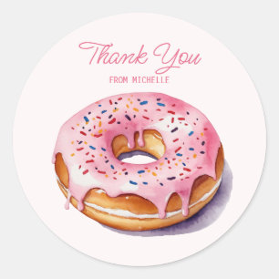 Personalized Watercolor Donut  Classic Round Sticker