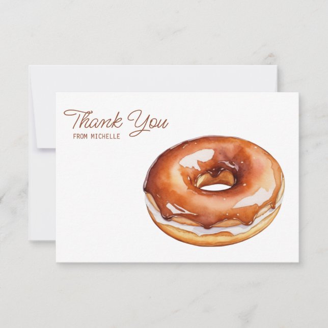 Personalized Watercolor Donut Thank You Cards      (Front)