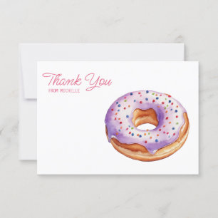 Personalized Watercolor Donut Thank You Cards