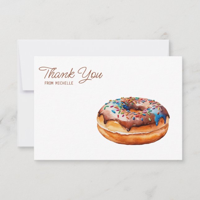 Personalized Watercolor Donut Thank You Cards      (Front)