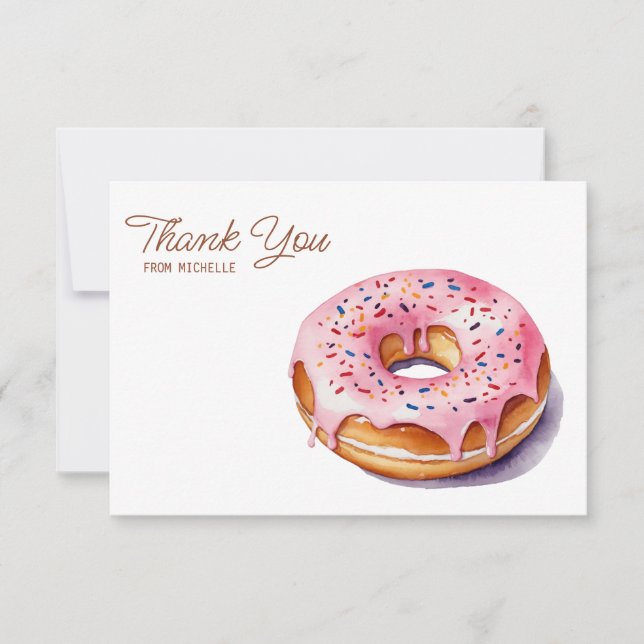 Personalized Watercolor Donut Thank You Cards      (Front)