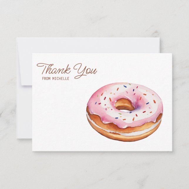 Personalized Watercolor Donut Thank You Cards      (Front)