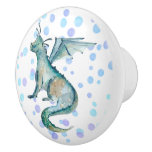 Personalized Watercolor Dragon Ceramic Knob