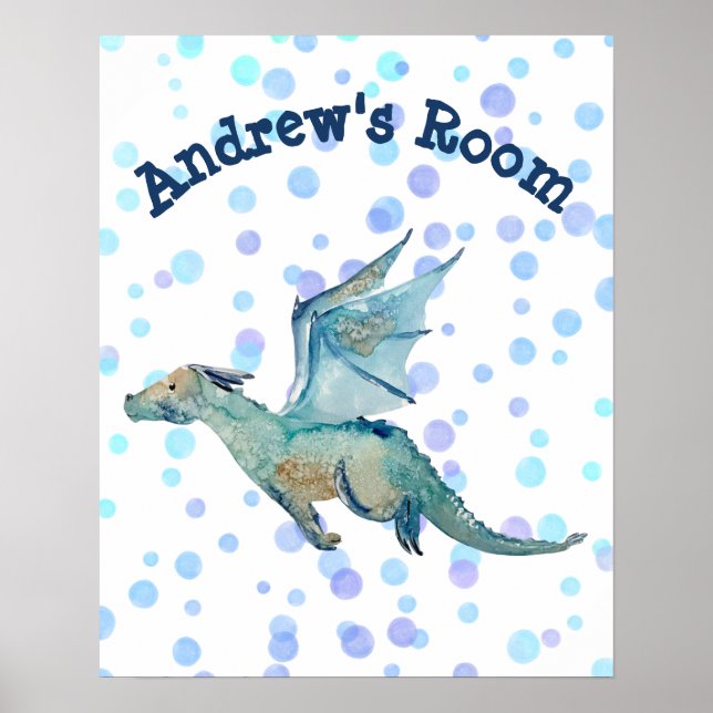 Personalized Watercolor Dragon  Poster (Front)
