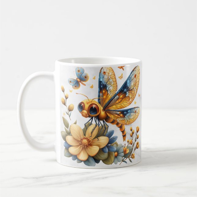 Personalized Watercolor Dragonfly Mug (Left)
