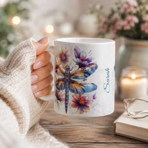 Personalized Watercolor Dragonfly Mug
