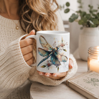 Personalized Watercolor Dragonfly Mug