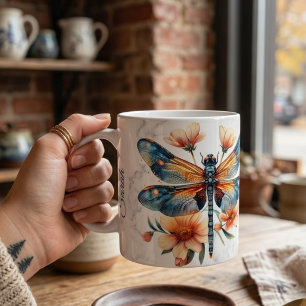 Personalized Watercolor Dragonfly Mug