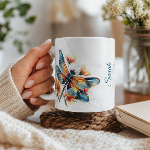 Personalized Watercolor Dragonfly Mug