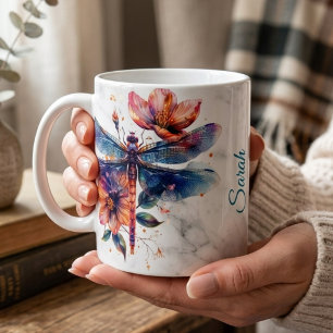  Personalized Watercolor Dragonfly Mug 