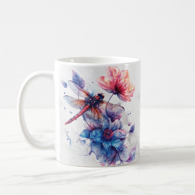 Personalized Watercolor Dragonfly Mug (Left)