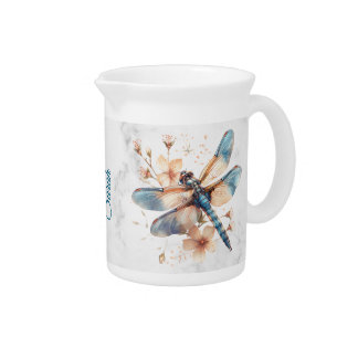 Personalized Watercolor Dragonfly Mug Beverage Pitcher