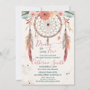 Personalized Watercolor Dreamcatcher Baby Shower Invitation