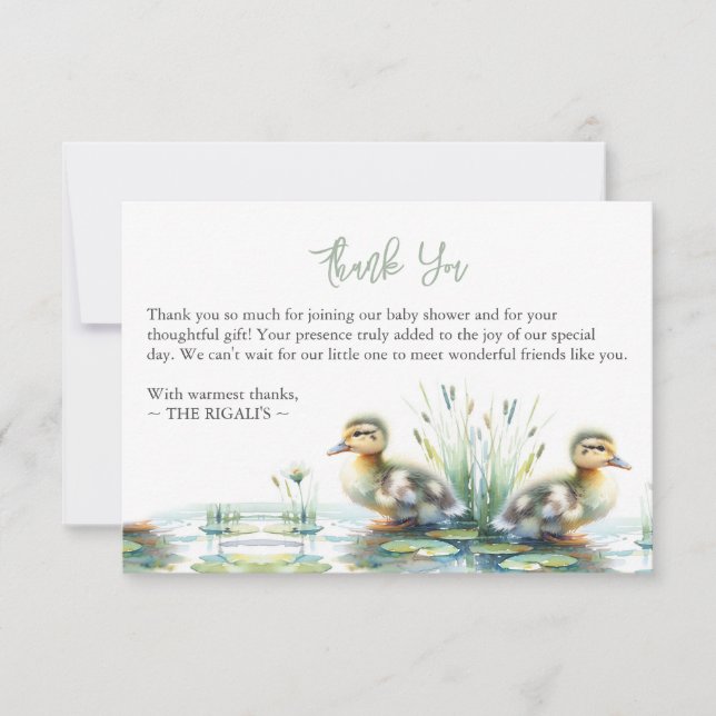 Personalized Watercolor Duck Thank You (Front)