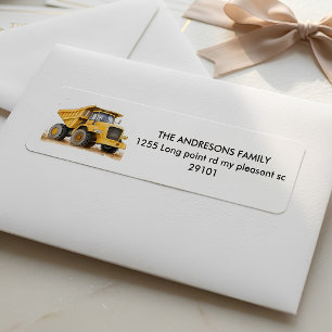 Personalized Watercolor Dump Truck Label