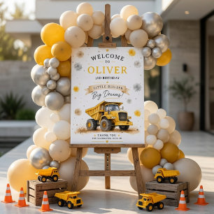 Personalized Watercolor Dump Truck Welcome Foam Board