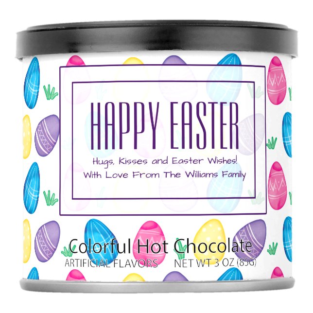 Personalized Watercolor Easter Egg Pattern Powdered Drink Mix (Front)