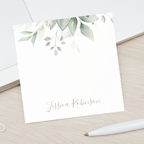 Personalized Watercolor Eucalyptus Greenery Post_it Notes