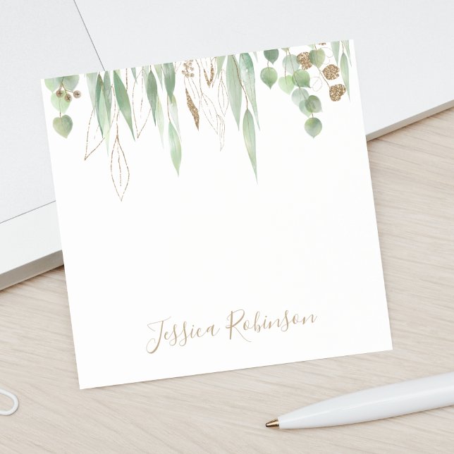Personalized Watercolor Eucalyptus Greenery Post-it Notes (Creator Uploaded)