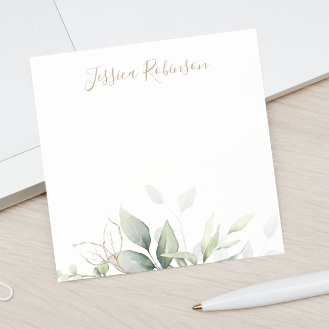 Personalized Watercolor Eucalyptus Greenery Post-it Notes (Creator Uploaded)