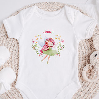 Personalized Watercolor Fairy Baby Girl Bodysuit 