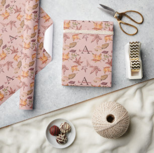 Personalized Watercolor Fall Leaves Wrapping Paper