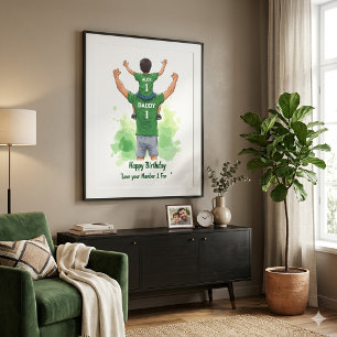 Personalized Watercolor Father and Son Birthday Canvas Photo Tile