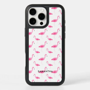 Personalized Watercolor Flamingo iPhone 16 Pro Max Case