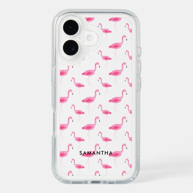 Personalized Watercolor Flamingo Speck iPhone Case (Front)