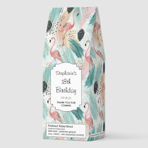 Personalized Watercolor Flamingo Tropical Pattern Roasted Coffee