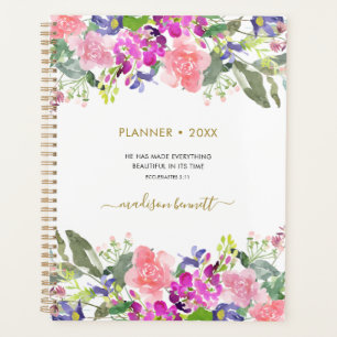 Personalized Watercolor Floral Bible Verse Planner