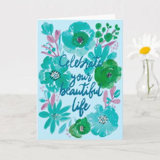Personalized Watercolor Floral Birthday Card