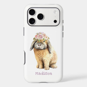 Personalized Watercolor Floral Bunny Name Iphone 18 Pro Max Case
