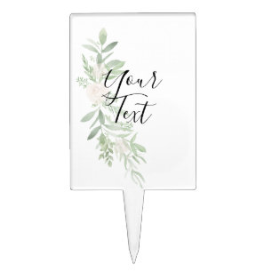 Personalized Watercolor Floral Cake Topper